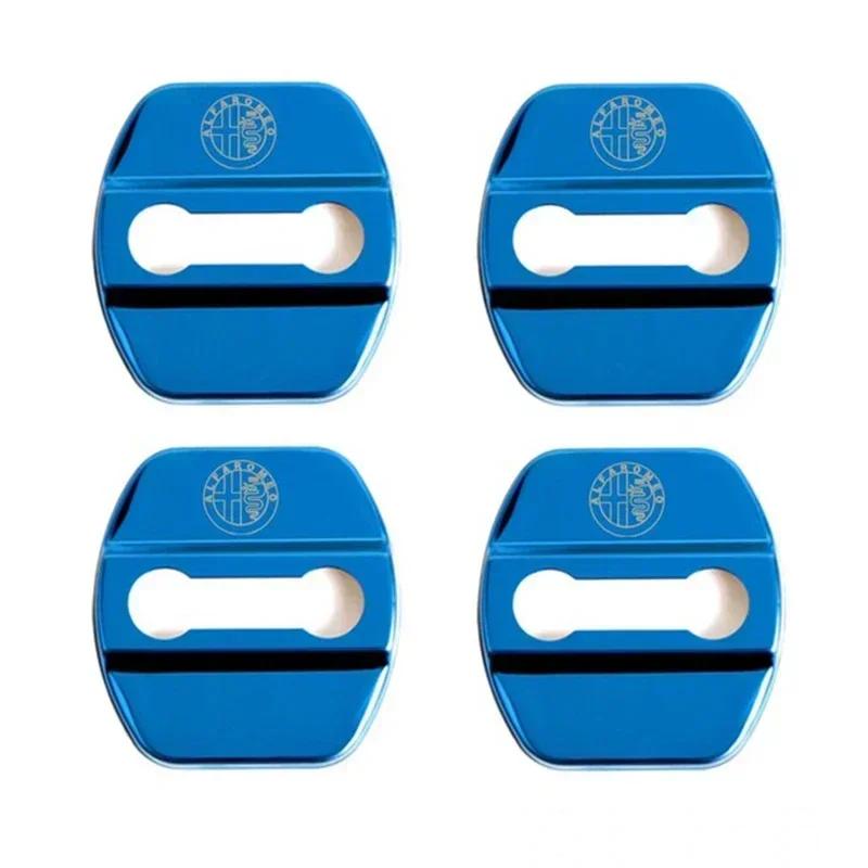 SYENG1 4Pcs Car Door Lock Protective Cover Sticker for Alfa Romeo Logo Sportiva Giulia Giulietta 159 156 MITO Stelvio 147 Accessories