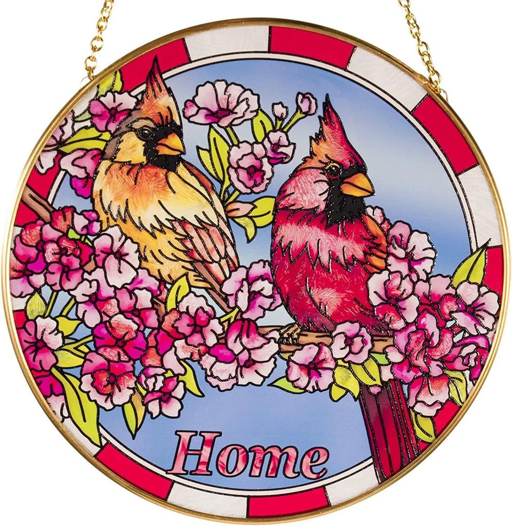 Stained Glass Suncatcher Cardinal Hummingbird Kingfisher Double Side Acrylic Panel Window Hanging Decor Ornament Bird Lover Gift