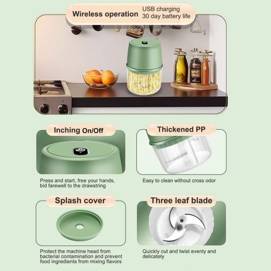 Электрический мини-измельчитель для еды, 250 мл, перезаряжаемый через USB, с одной кнопкой, энергосберегающий измельчитель для чеснока
