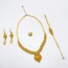 Dubai UAE Jewelry Copper Alloy Four-piece Set Middle Eastern Bride 24k Gold Plated Necklace Earrings Jewelry Set
