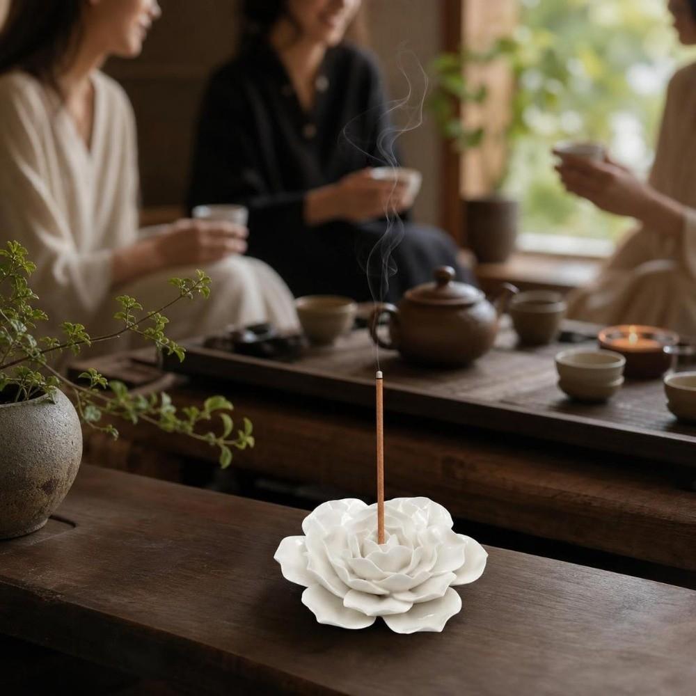 Ceramic Incense Burner Flower Design Incense Burning Tray Incense Stick Holder Home Decor
