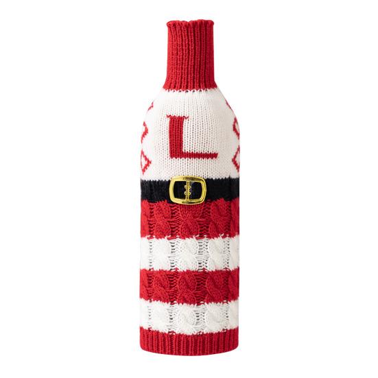 Рождественский чехол для бутылки вина, многоразовый вязаный чехол с буквами, праздничный декор стола