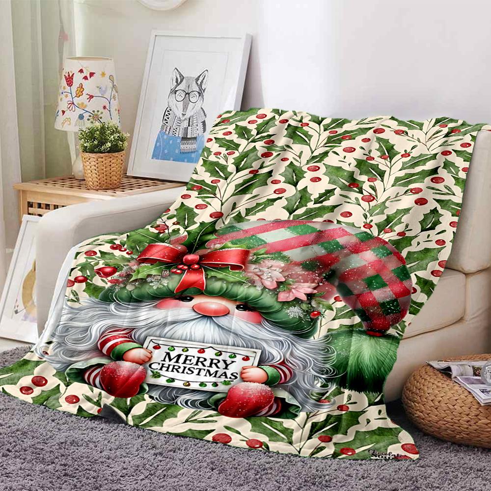1Pc Christmas Gnome Parade Blanket Soft Throw Blanket For Home Bedroom Bed Sofa Travel Office Solid Christmas Blanket