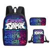 Friday Night Funkin Themed Kids School Backpack Set Lightweight Cartoon Crossbody Bag Pencil Case Elementary Students