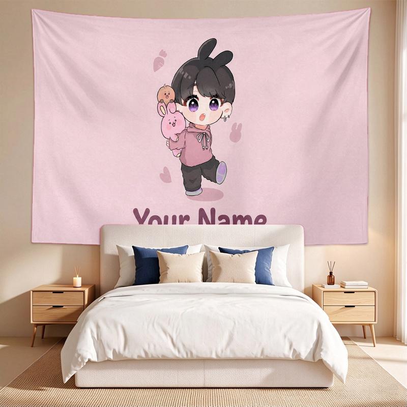 Jk (5) Custom Name Tapestry Wall Hanging Tapestry Wall Art Decor for Bedroom Living Room