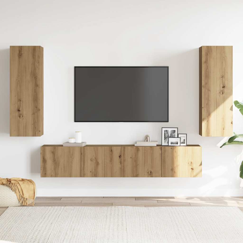 TV Wall Cabinets 4 pcs Artisan Oak Wood Based Material
