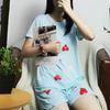 GMXIA Летняя пижама женская с круглым вырезом, тонкая, с коротким рукавом и короткими штанами, мультяшный милый молодежный домашний комплект для девочек