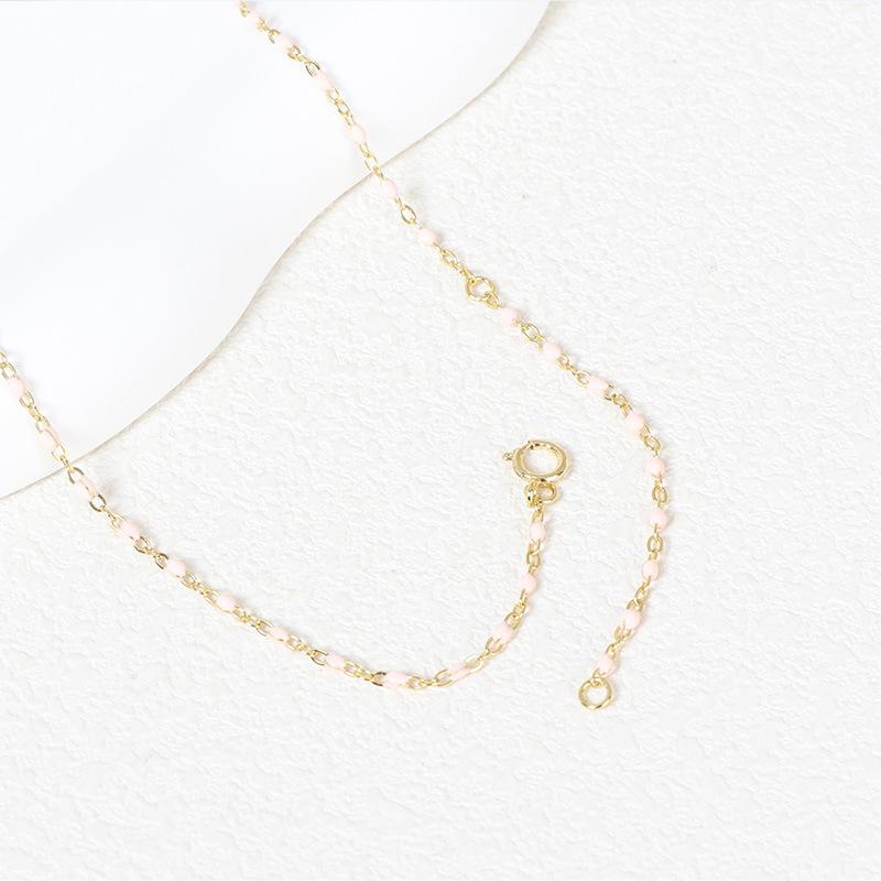 Модное, свежее и элегантное розовое эмалевое капающее глазурь-бобы, изящное женское ожерелье с простой цепочкой на ключицу