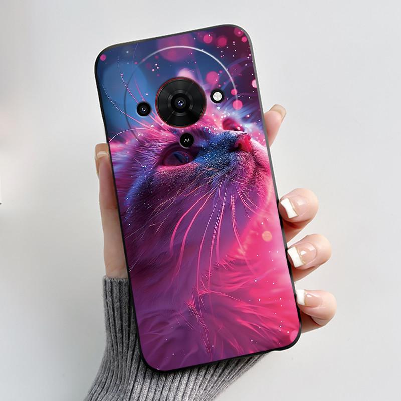 Чехол для телефона ZTE Blade A76 5G Эстетичный Милый Кот Астронавт Модный Ударопрочный Черный Матовый Мягкий Силикон ТПУ Задняя Крышка