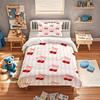 2/3Pcs Cute Cherry Bow Print Duvet Cover Set (1 Duvet Cover & 1/2 Pillowcase) Soft Aesthetic Bedding Set for Girls Bedroom Decor