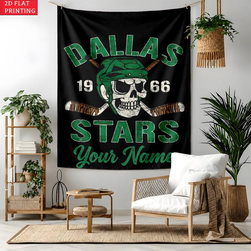 Dallas Stars Custom Name Tapestry Personalized Wall Art Hanging Bohemian Home Decor for Bedroom Dorm Living Room