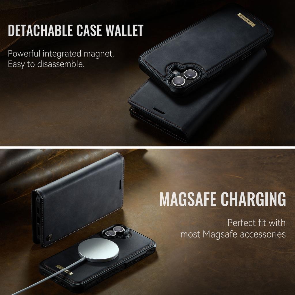 For iPhone 16 Case CASEME C49 Compatible with MagSafe RFID Blocking Detachable Wallet Leather Phone Cover