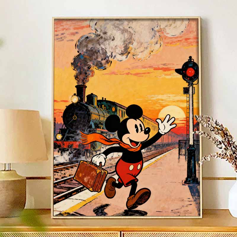 Disney 5D diamond painting set DIY handmade diamond painting art production of Mickey Mouse and train decorative painting