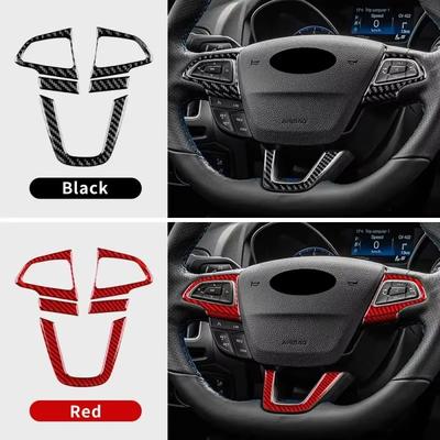 Для Ford Focus SE Ecoboost 2015 2016 2017 2018 Накладка на рамку кнопок рулевого колеса автомобиля LHD RHD Наклейка из настоящего мягкого углеродного волокна