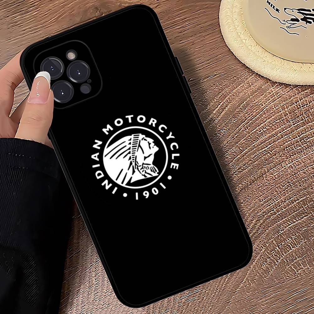 I-Indian Motorcycle Для IPhone 17 16 15 14 13 12 11 Pro Max Plus Ударопрочный Черный Мягкий Чехол для Телефона