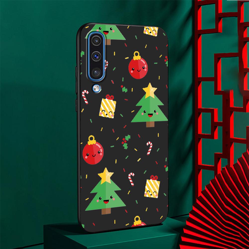 Christmas New Year Gifts Elk Snow Case for Samsung Galaxy A50 A10 A70 A30 A20e A40 A20s A10s A10e A90 5G Soft Black Phone Cover