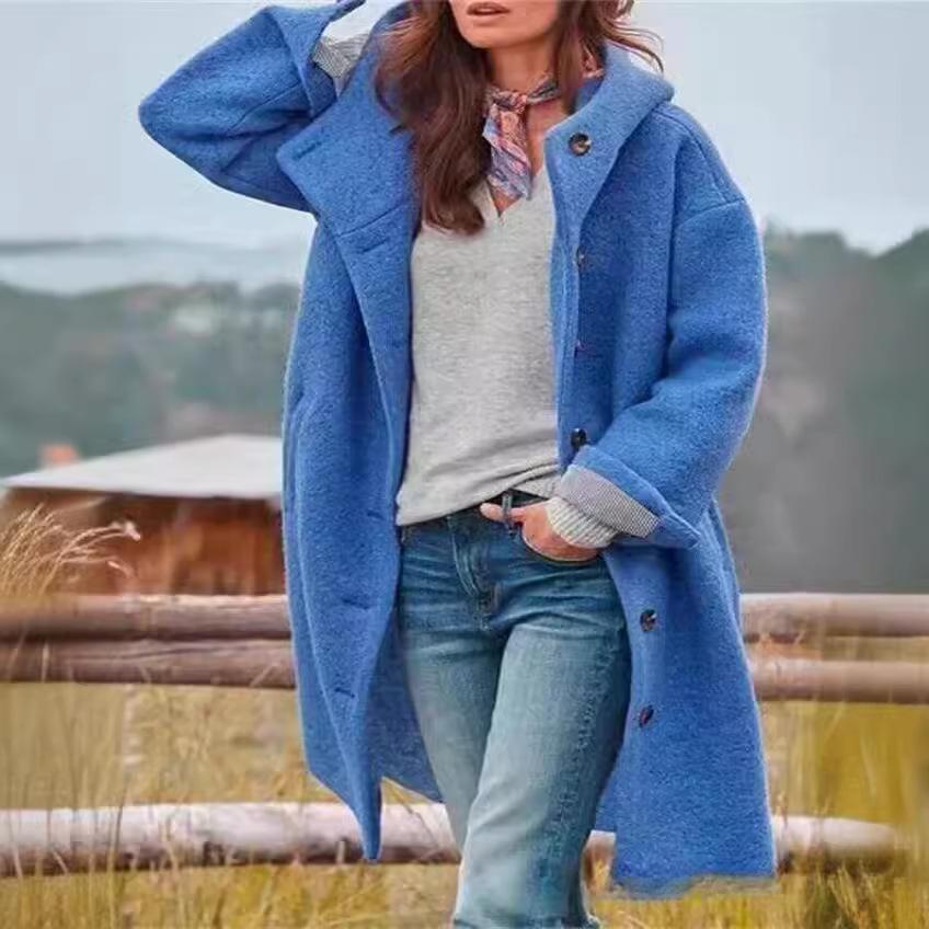 Women's Mid-Length Hooded Autumn Coat - Single-Breasted, Multi-Color & Multi-Size Casual Style (2026)