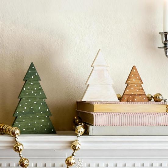 3 шт. Деревянные таблички в виде рождественской елки, настольный декор, деревенская отдельно стоящая деревянная табличка в виде рождественской елки для зимних праздников, украшение для каминной полки, стола, многоярусного подноса