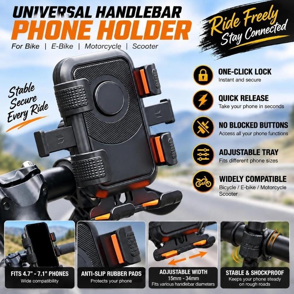Shockproof Handlebar Phone Mount Universal Phone Bracket for iPhone/Xiaomi/Samsung for Bicycle