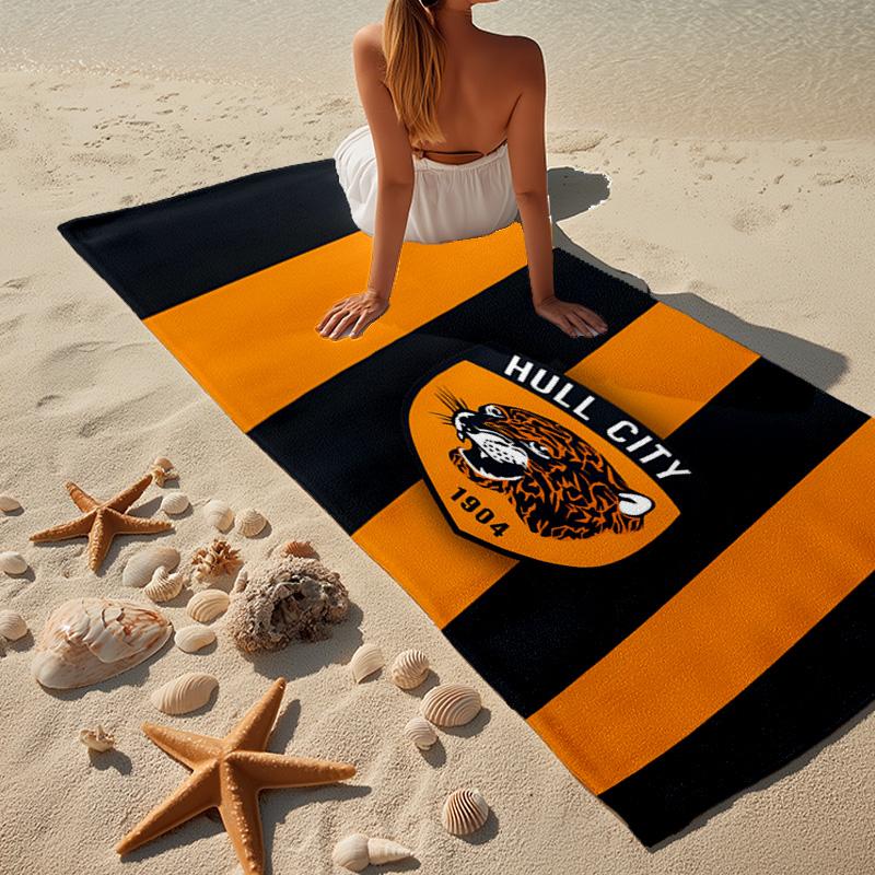 1PC Hull City Fire Emblem Beach Towel - Soft, Absorbent Microfiber, Lightweight, Ideal for The Beach, Parties, Travel, Camping fan gifts