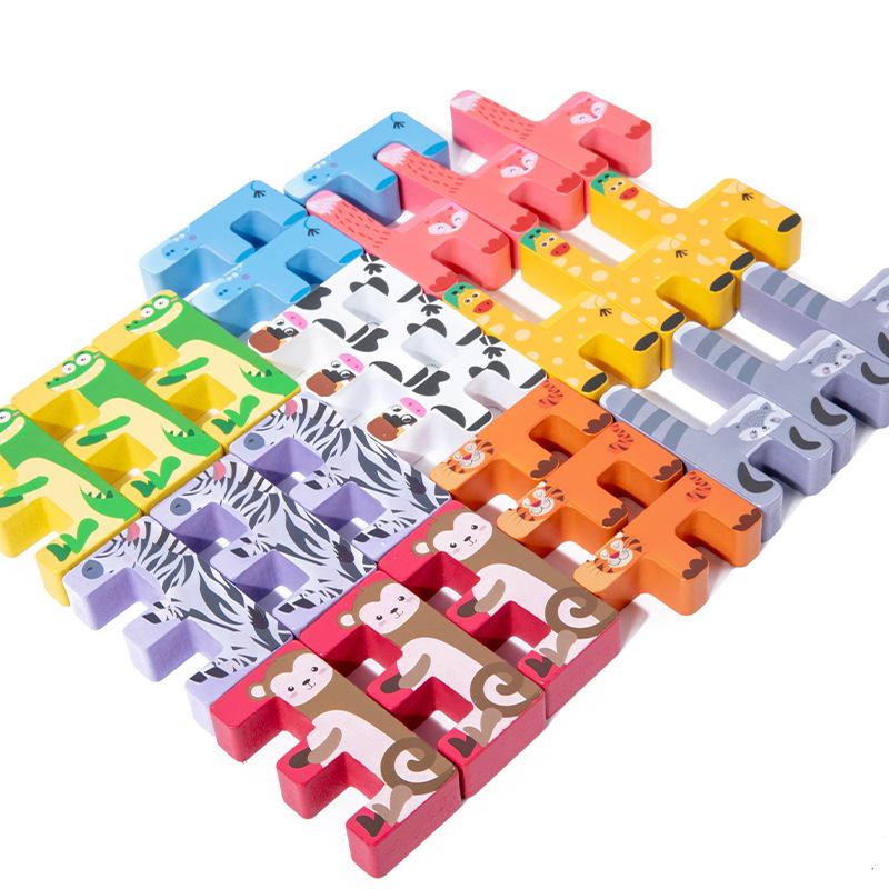 Детские творческие строительные блоки с животными, детские деревянные развивающие конструкторы для раннего образования, радость баланса, штабелируемые игрушки с высоким штабелированием