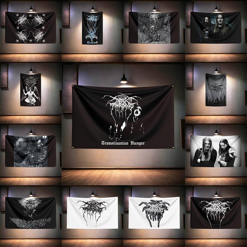 Флаг Рок-музыки 3x5 футов Для фанатов Darkthrone Баннер HD Печать Латунные люверсы Декор стены гаража, спальни, гостиной, общежития Гобелен