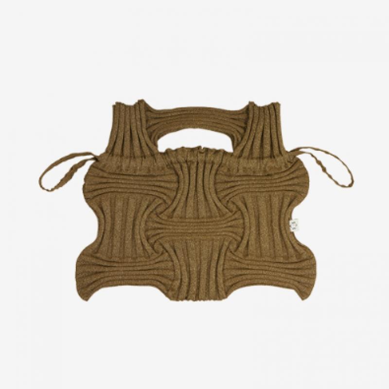 Pleatsmama Big Bow Bag Glitter Camel