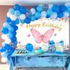 1 item watercolor-style butterfly-themed birthday party decoration - 5 feet by 3 feet backdrop fabric banner