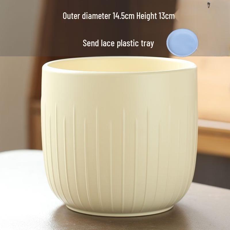 Light Luxury Cloud Ceramic Flower Pot with Tray