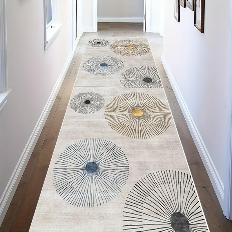 Contemporary Wood Tone Spliced Square Runner Rug Durable Thin Anti Slip Long Mat for Hallway Bedroom Nordic Home Decor