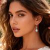 Teardrop Moissanite Drop Earrings for Women Dangle Earrings, 2.7ct | Gold Leverback Dangling Earring Silver Hypoallergenic Dangly Earings D Color