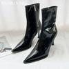 High Heels Women Ankle Boots Pointed Toe Leather Shoes Elegant Woman 2025 Trend Chelsea Boots Brand Pumps Winter Botas De Mujer