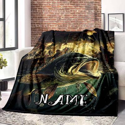 Fish Underwater Customize Your Name Blanket Used For Chair Office Sofa Bed Camping Soft And Warm Giving Friends And Relatives Birthday Graduation Gift