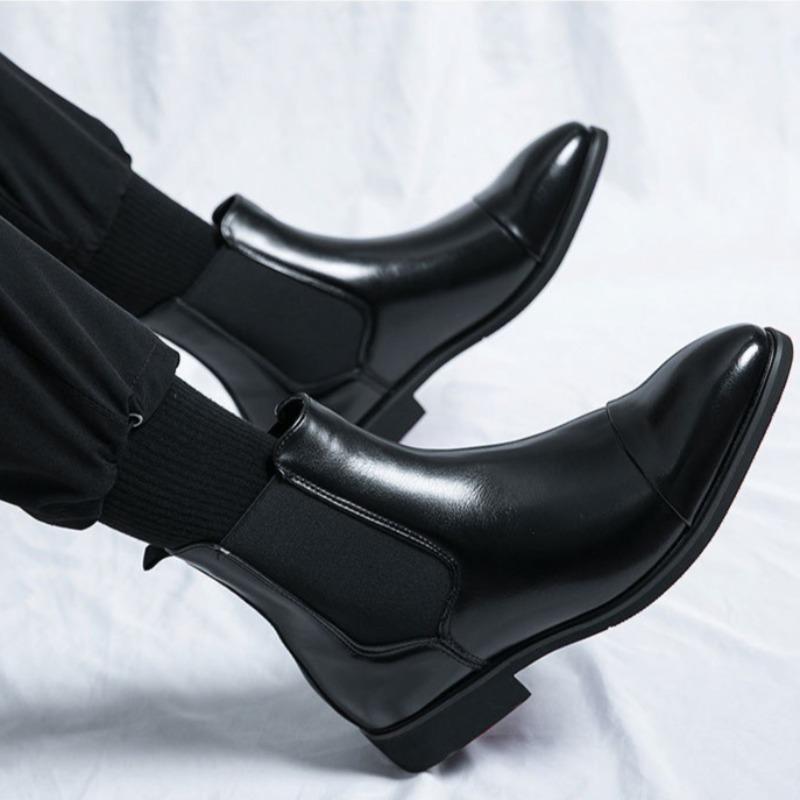 Мужские ботинки челси класса люкс с острым носком, высокие кожаные ботинки, деловые ботинки для мужчин, новая повседневная модель 2025 года