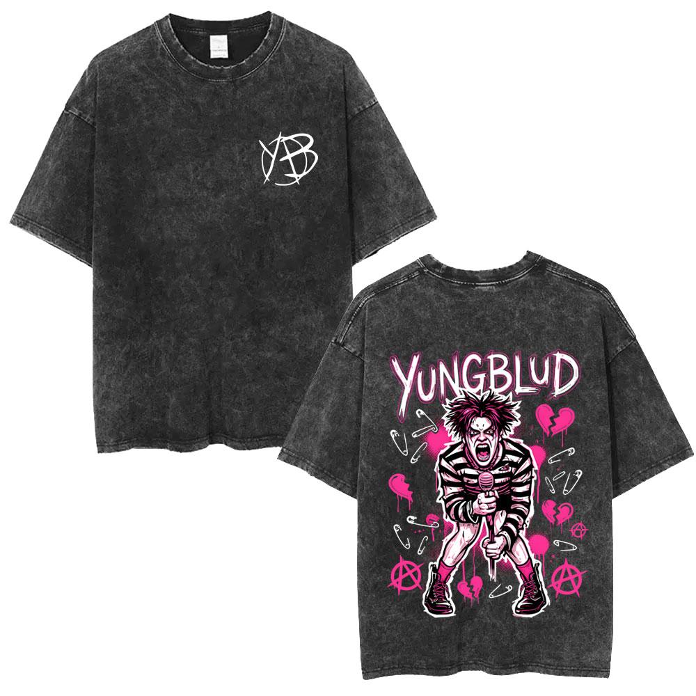 Стирка Винтаж Singer Yungblud Gateway To Heaven Мерч Футболка Мужская Мода Хип-Хоп Футболки Мужские Рок Ретро Оверсайз Футболки