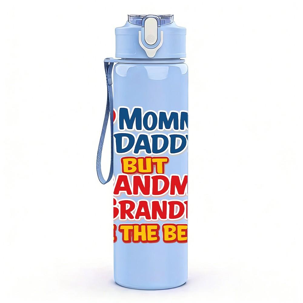 1PC I Love Mommy Daddy 750ml Color Plastic Sports Water Bottle Leakproof Flip Straw Lid Suitable for Sports Office Home Use