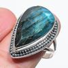 Натуральный драгоценный камень лабрадорит, ручная работа, ювелирное кольцо из цельного серебра 925 пробы, размер 10 o7y15