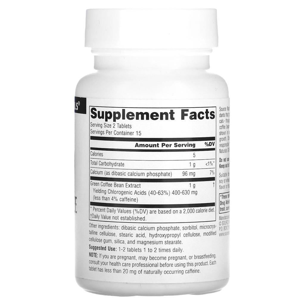 Source Naturals, Экстракт зеленого кофе, 500 мг, 30 таблеток
