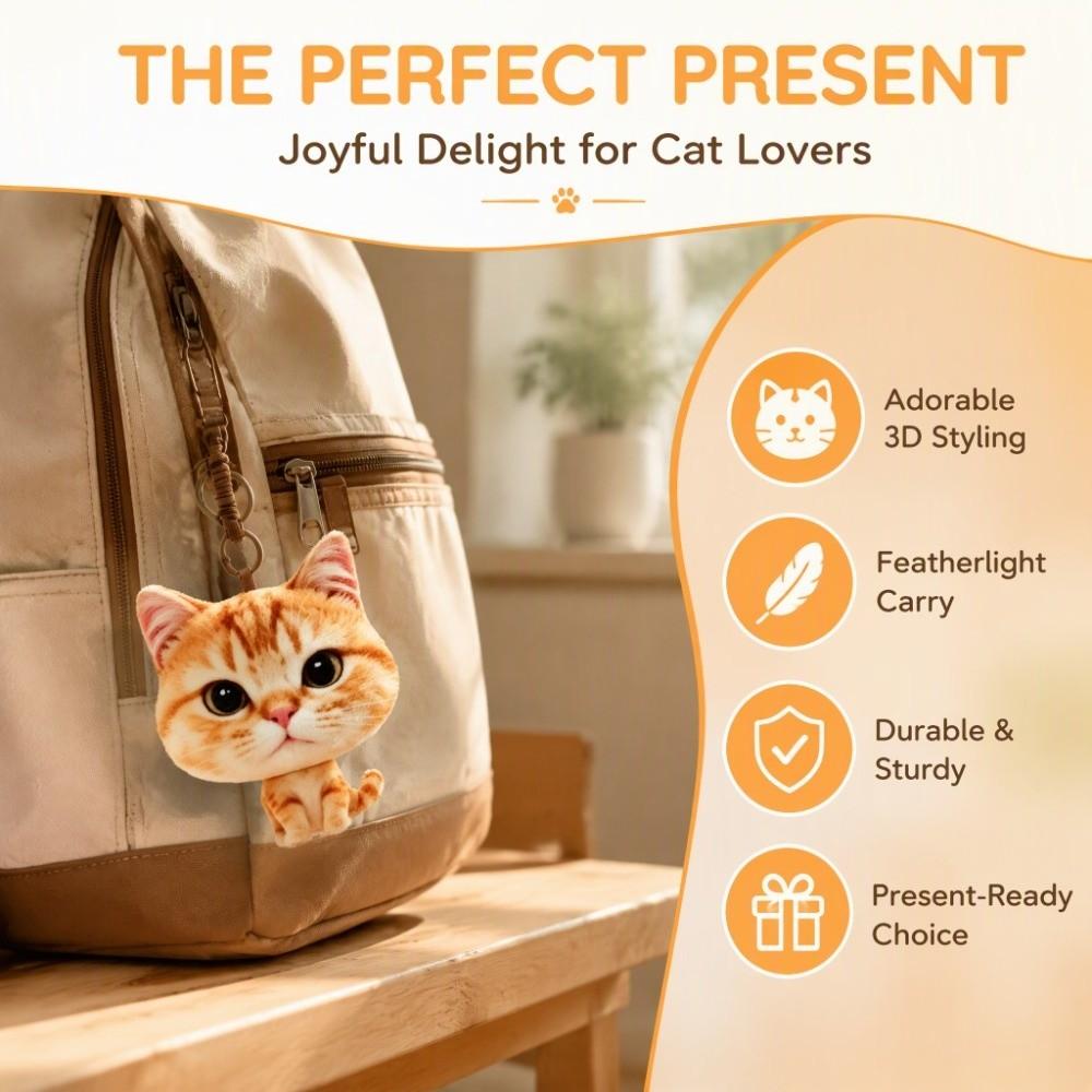 Lovely Cat Doll Cat Plush Doll Keychain Cartoon Design Car Key Ring School Bag Decoration