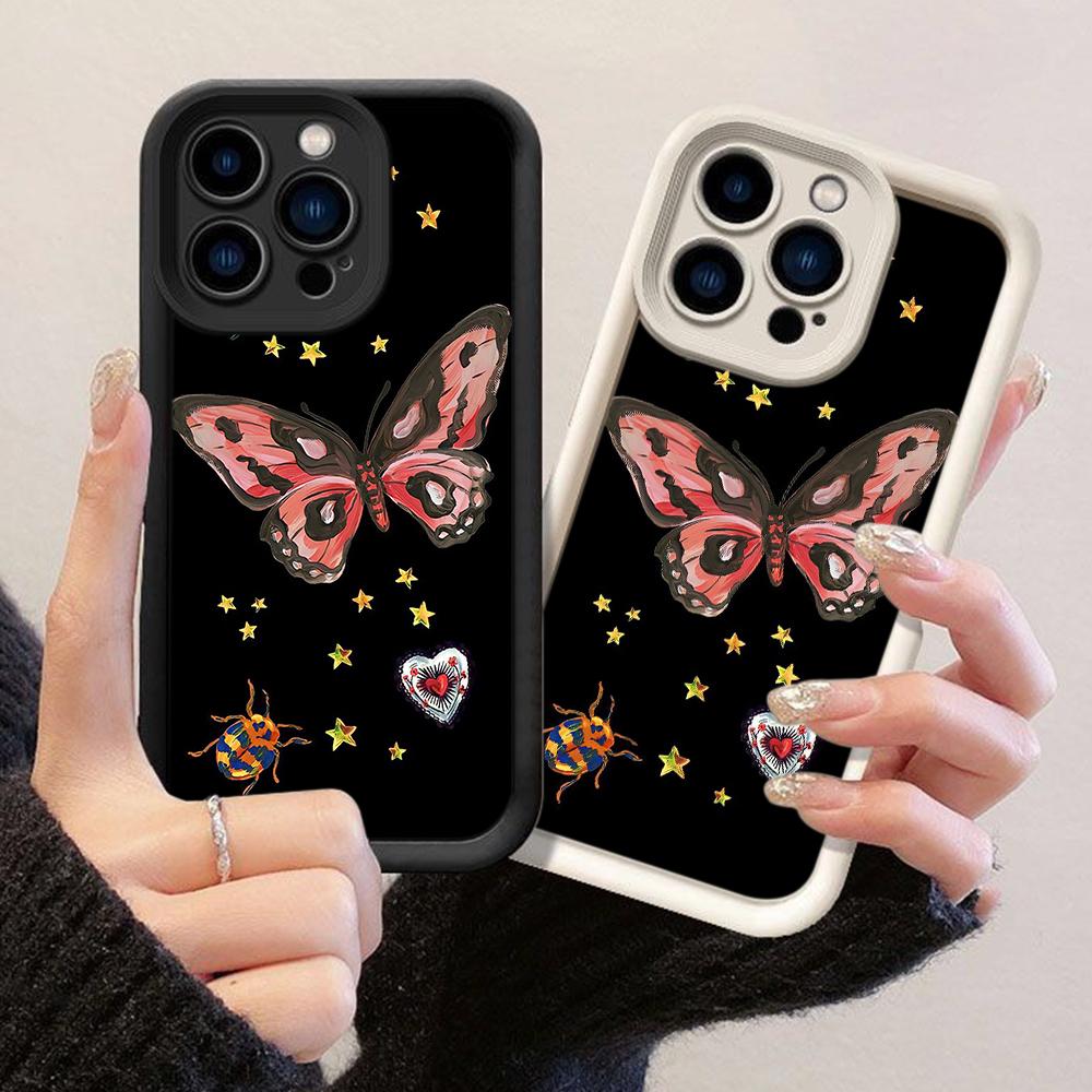 JT107 Butterfly Garden for iPhone 17 16 15 Pro Max Samsung S26 S25 S24 Ultra A17 A16 A07 A56 A06 A15 Xiaomi 15T Redmi 15c 14C 13C Soft TPU Case