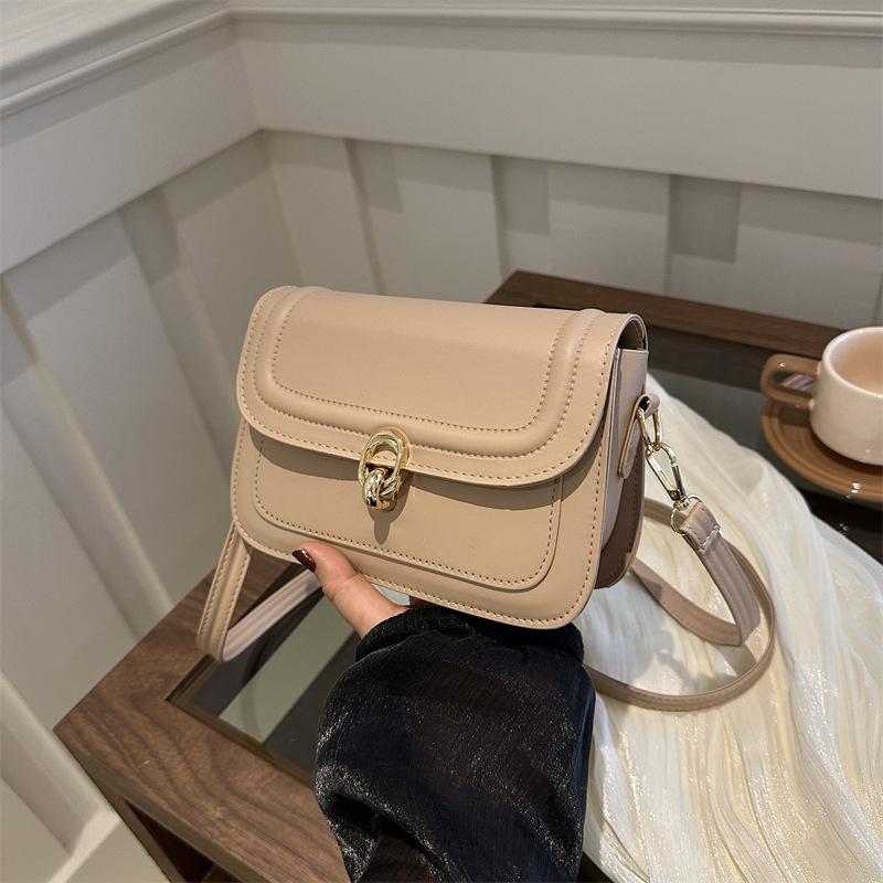 Retro Fashion Simple Lock Small Bag Women'S Spring Versatile Shoulder Messenger Bag Small Square Bag