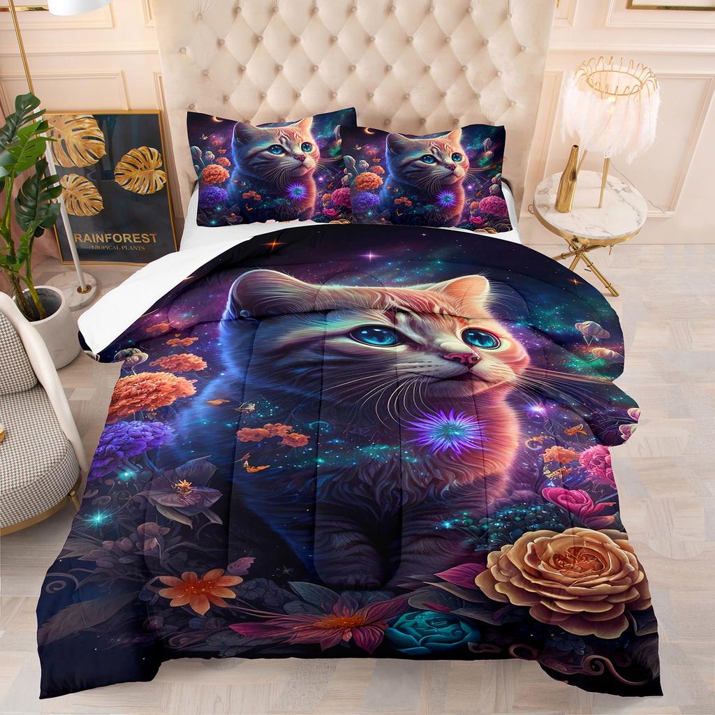 Comforter Cute Kitten Luxury Theme Home Comforter Winter Quilted Blanket Goose Down Duvet King Queen 3D Blanket Size Twin