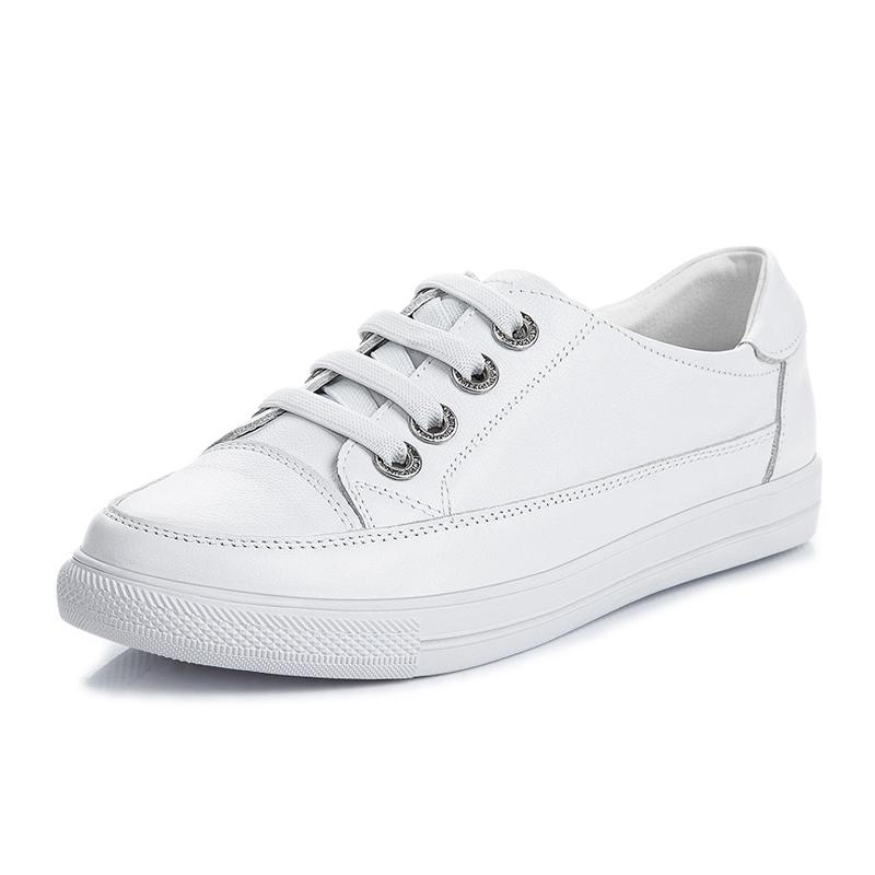 Мода 2025 Женские кроссовки из натуральной кожи Большой размер Маленькие белые туфли Модные женские вулканизированные туфли Женские летние балетки Zapatillas