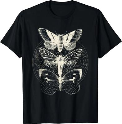 Witchcore Lepidoptera Бабочка Моль Насекомое Астрономия Любитель Футболка Хэллоуин Винтажная футболка для женщин унисекс Повседневные четыре сезона