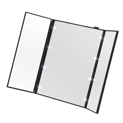 Зеркало для макияжа Nagai Kosan с LED, складное, трехстороннее освещение, черное, настольное, зеркало, NK-2720