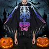 Halloween Skeleton Poncho Hooded Skeleton Cape Halloween Party Costume Cosplay Outfit for Kids Adults