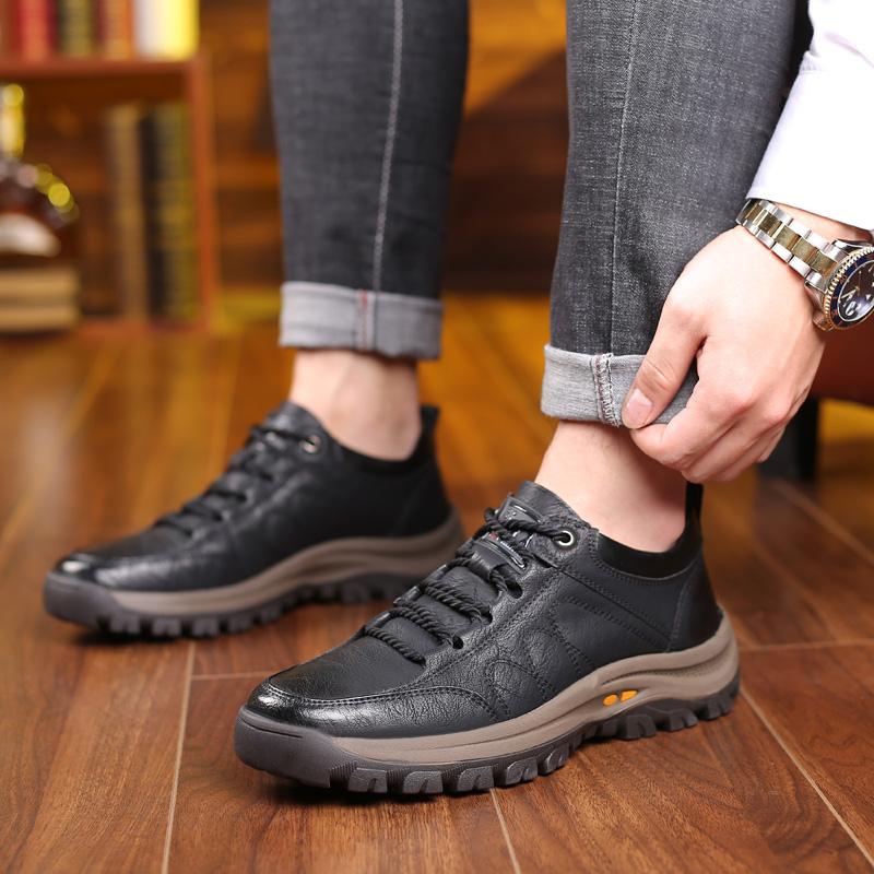 Leather Casual Men Shoes Comfortable Sneakers Casual Shoes Walking Footwear Winter Boots Lac-up Mens Vulcanize  Leather Shoes