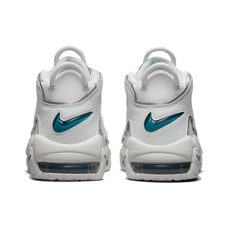 Nike Womens Air More Uptempo 'Metallic Teal' (women's sizes) Summit White / Grey / Bright Spruce / Grey Basketball Shoes DR7854 100