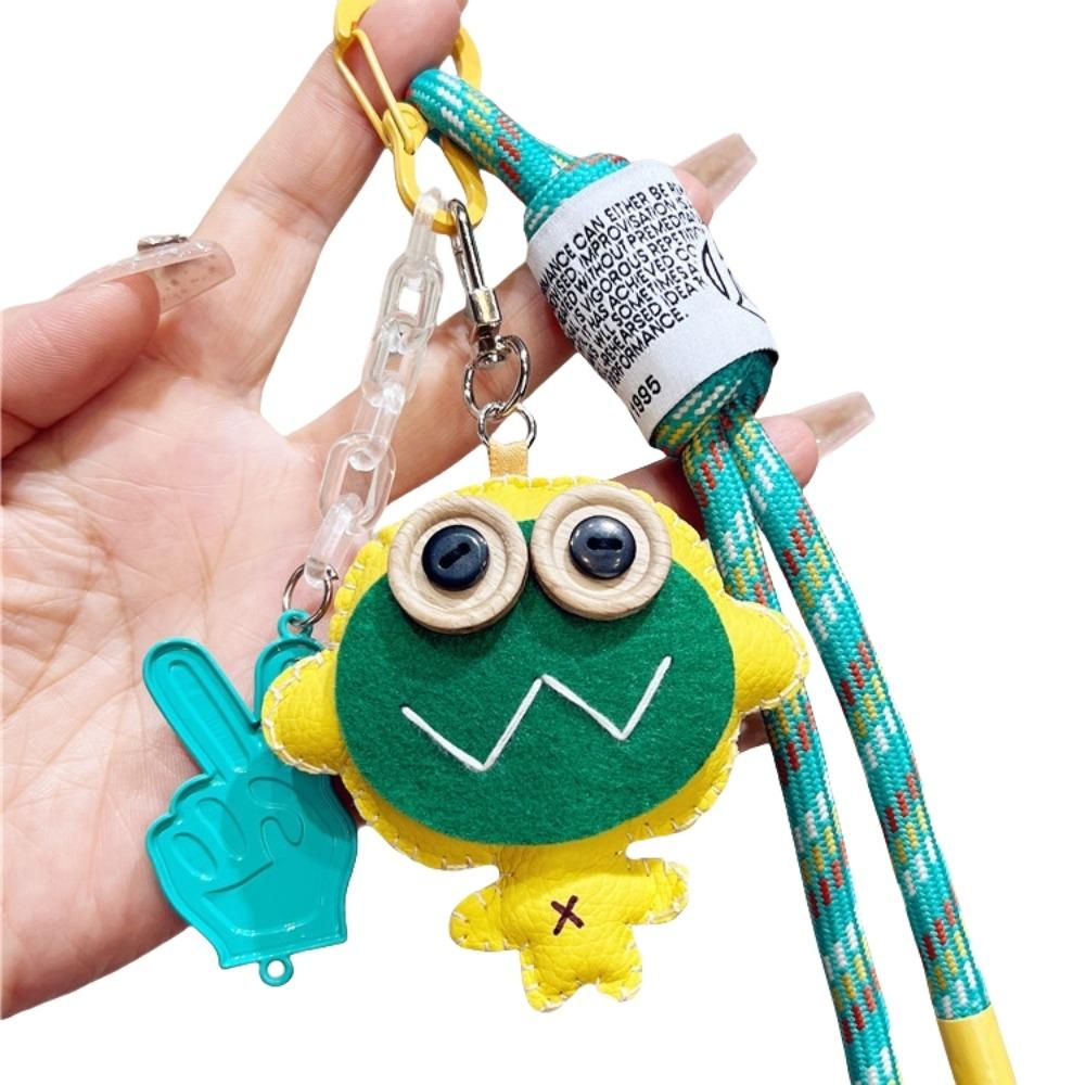 PU Cartoon Keychain Button Eye Dolls Pendant Creative Bag Accessories Bag/key Decor