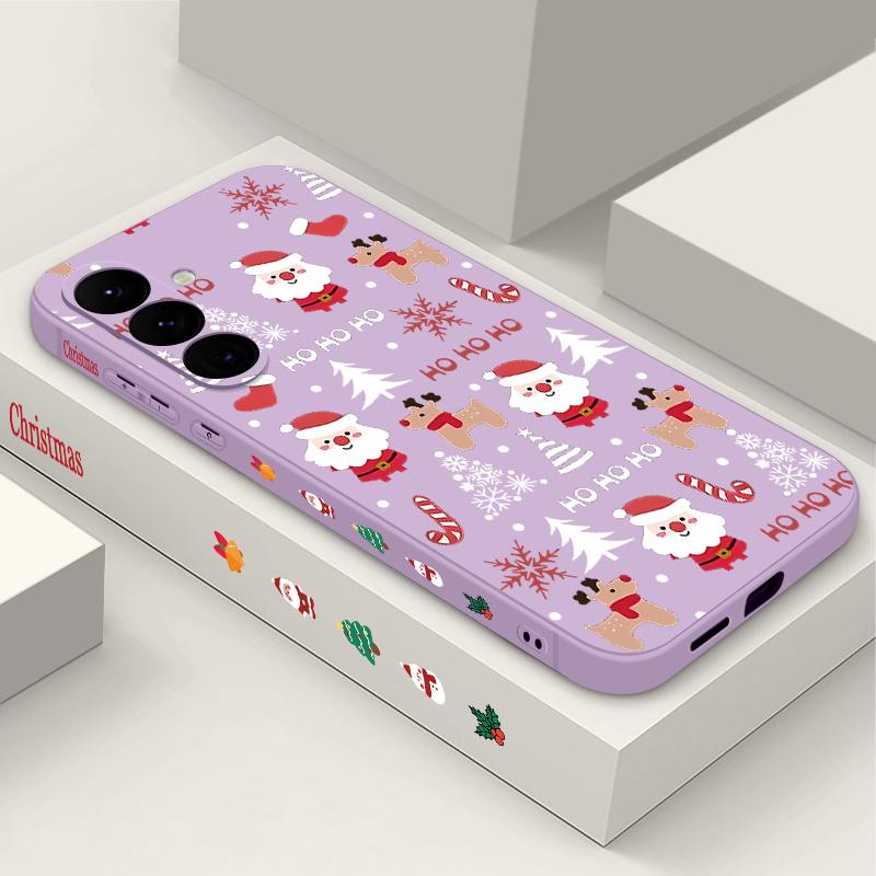 Мультяшный чехол для телефона с рождественской елкой для Samsung Galaxy A56 A17 A26 A16 A36 A55 A54 A53 A15 S24 S25 FE S25 S22 S23 Ultra Противоударный чехол со шнурком